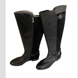 Marc Fischer Black Leather Upper Riding Boots Size:11